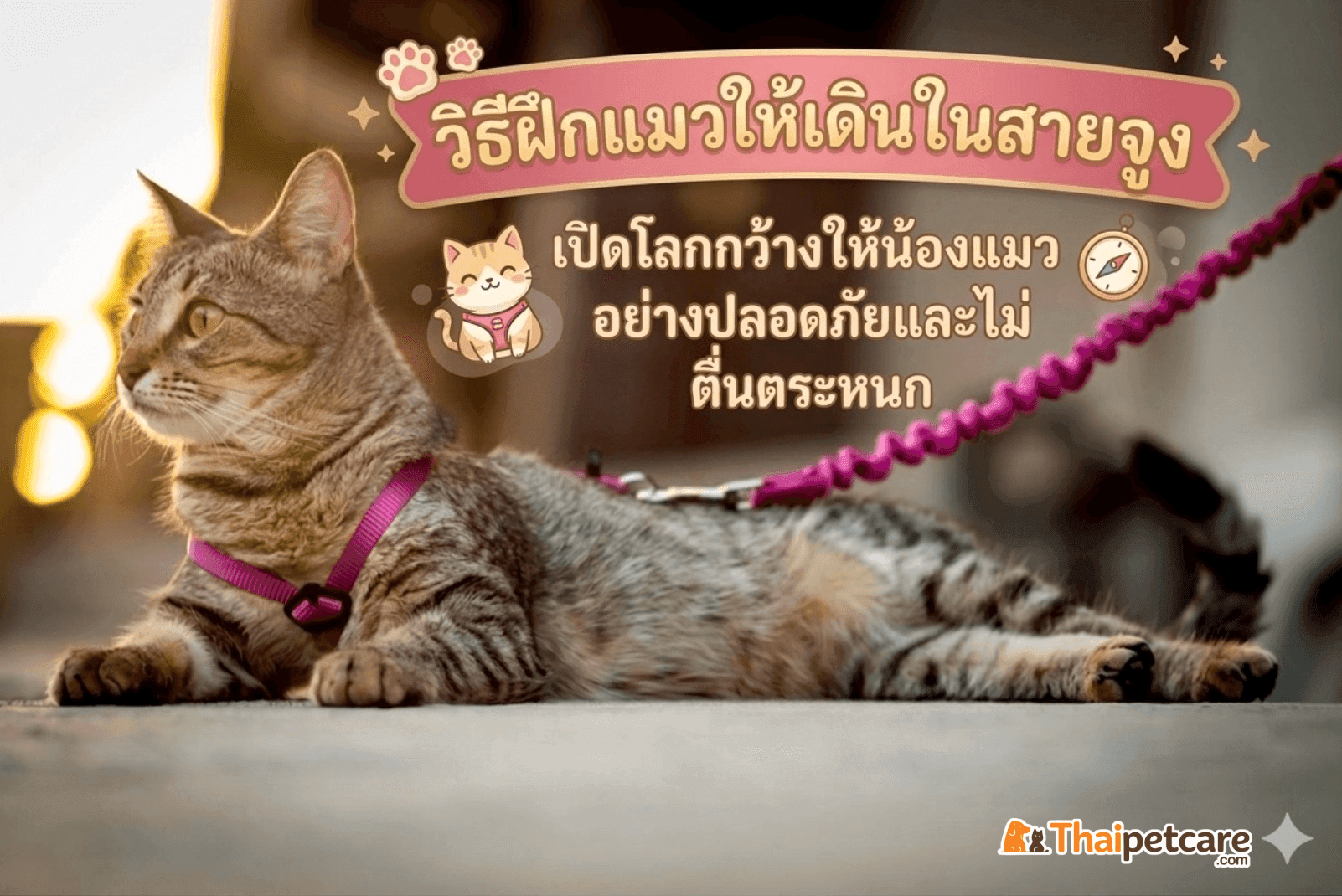"วิธีฝึกแมวให้เดินในสายจูง" – เปิดโลกกว้างให้น้องแมวอย่างปลอดภัยและไม่ตื่นตระหนก